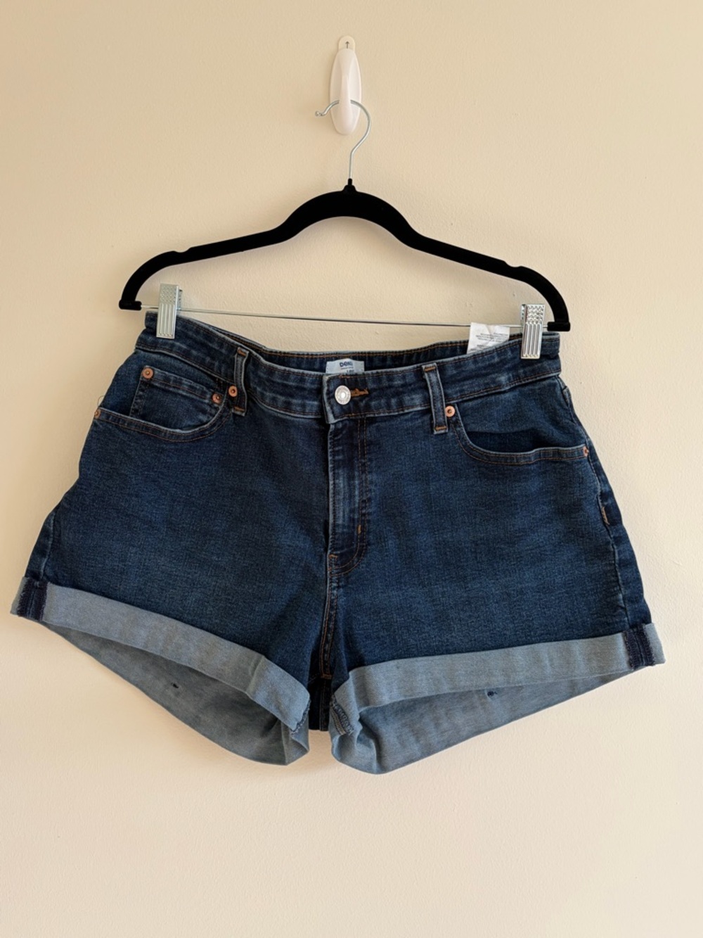 Dark Blue Denim Cuffed Women’s Shorts